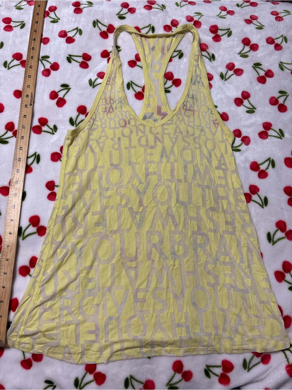 lululemon athletica Yellow Tonal Graphic Racerback Tank